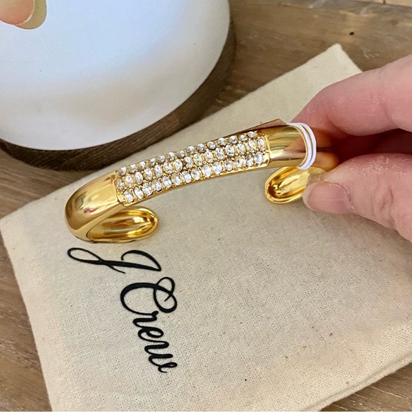 J. Crew Open Cuff Gold Pave Bangle - NEW - Picture 4 of 10
